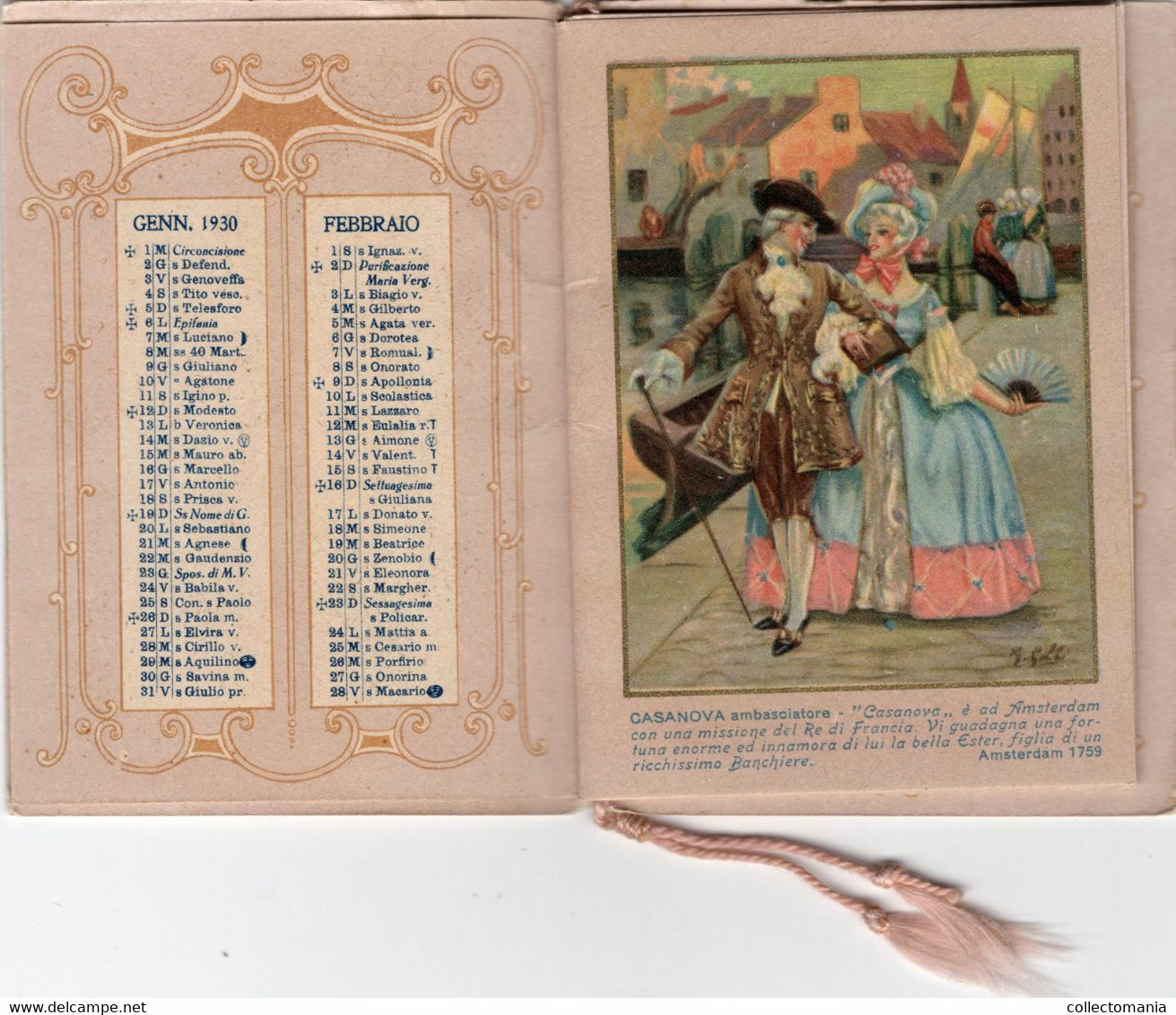 1 Carnet Booklet PARFUM Angelo Pavan  Casanova Calendrier 1930 - Zonder Classificatie