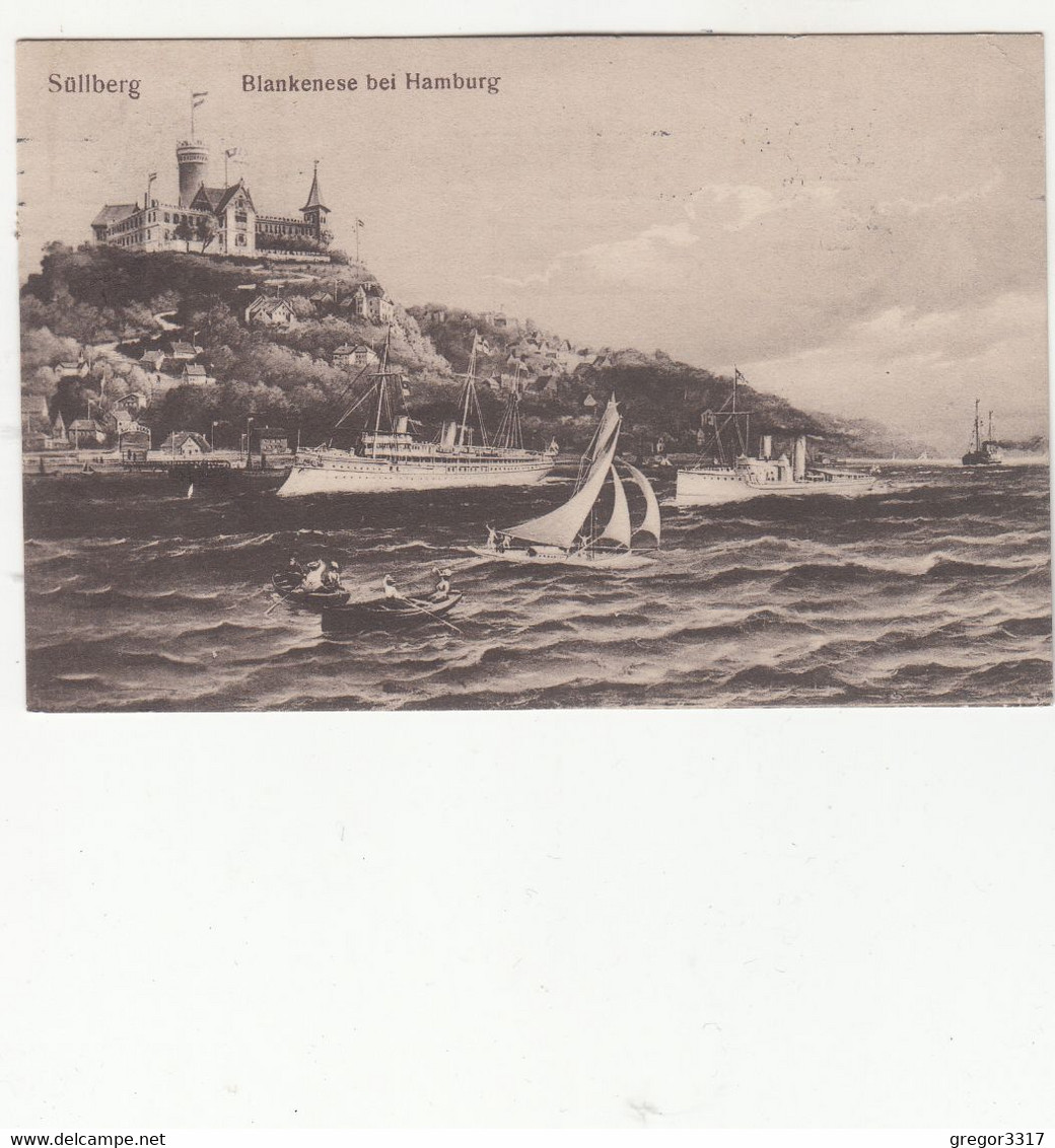 1757) SÜLLBERG - BLANKENESE Bei HAMBURG - SCHIFF Segelboot Ruderboot DETAILS - 26.10.1914 !! - Blankenese