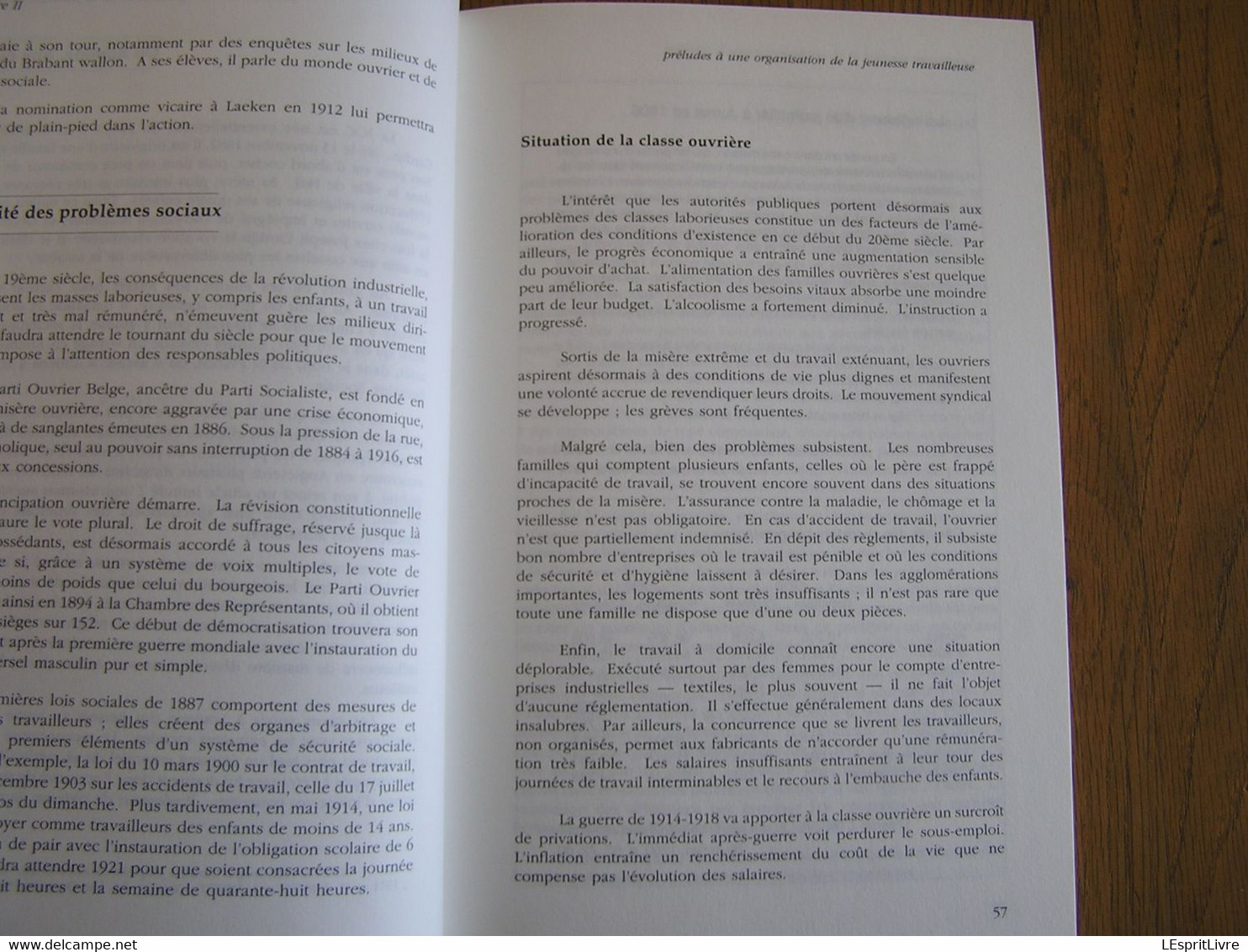 JOC La Jeunesse Ouvrière Chrétienne Wallonie Bruxelles 1912 1957 2 Tomes Jociste Mouvement Chrétien Jeunes Politique