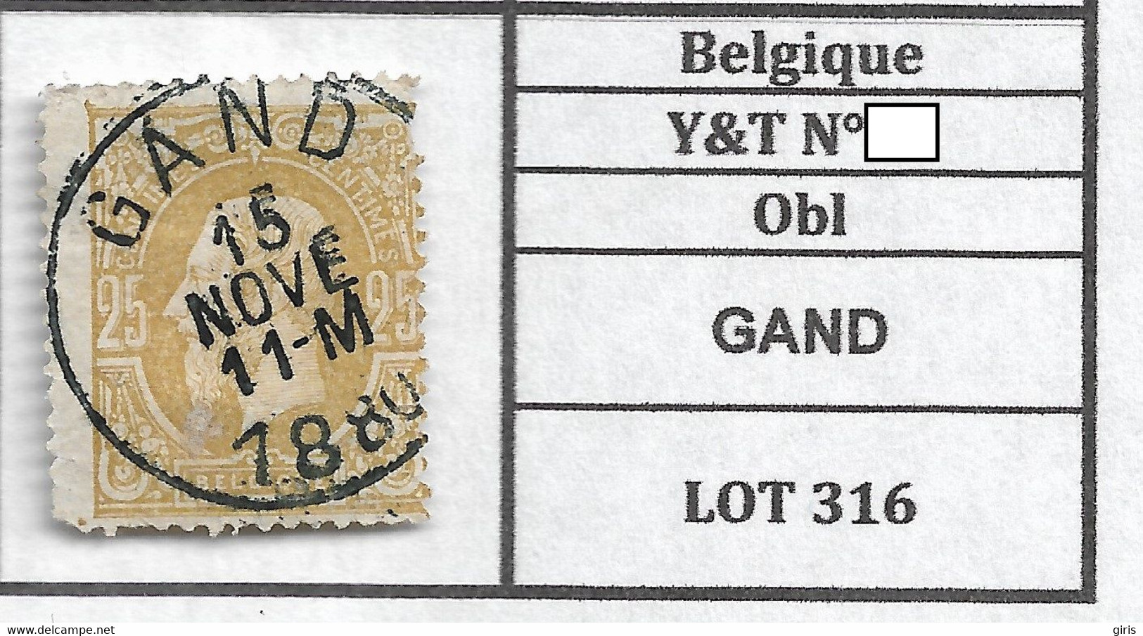 BELGIQUE N° 32 Oblitération Centrale GAND - 1884-1891 Leopoldo II