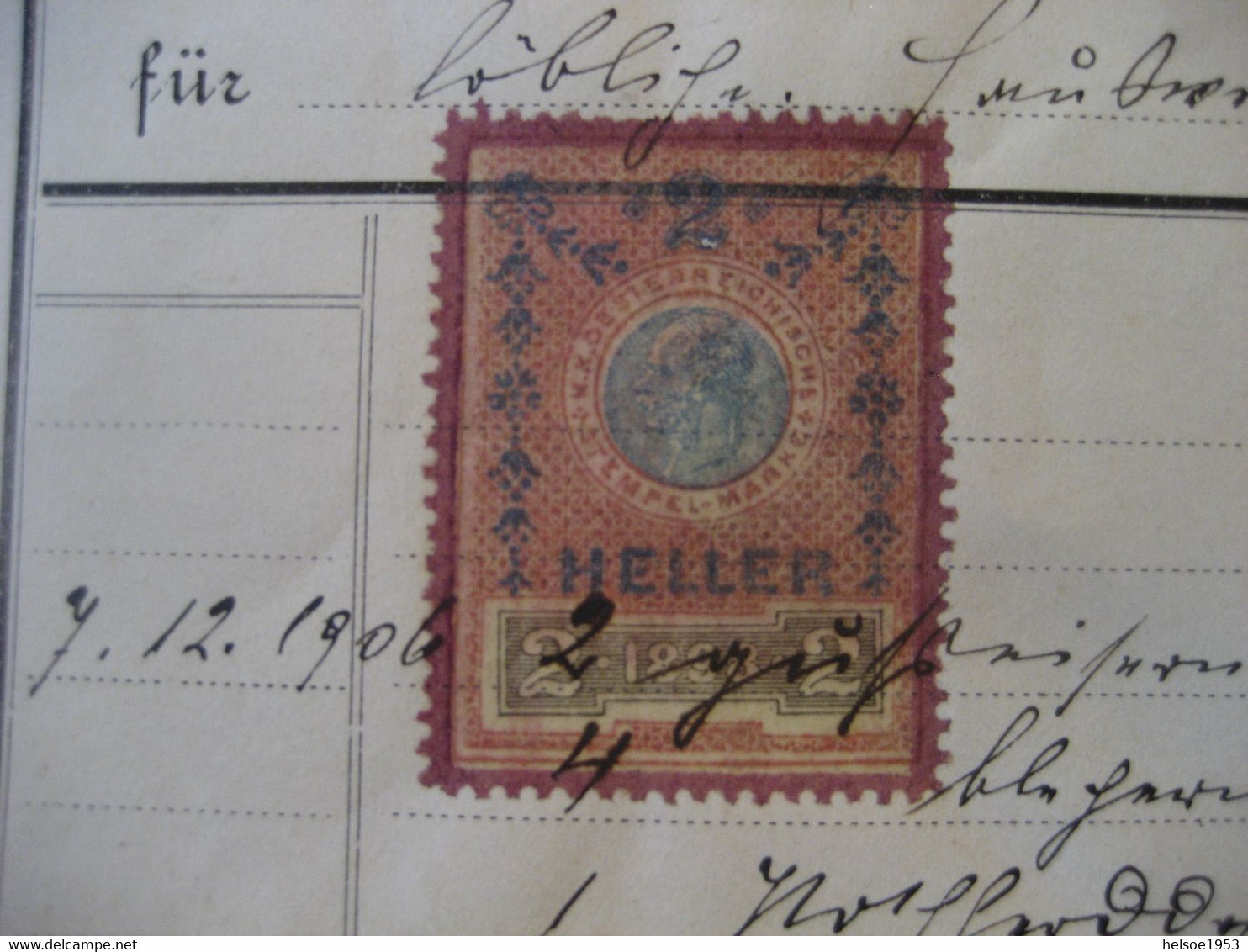 Österreich Steuermarken 1907- Rechnung über 23,20 Kr Mit Stempelmarke Zu 2 Heller - Revenue Stamps