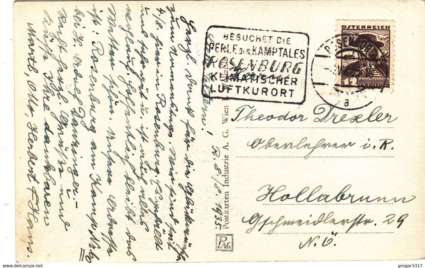 1783) ROSENBURG Am KAMP - Super Detail Ansicht Von Vorne SEHR ALT !! 1935 - Rosenburg