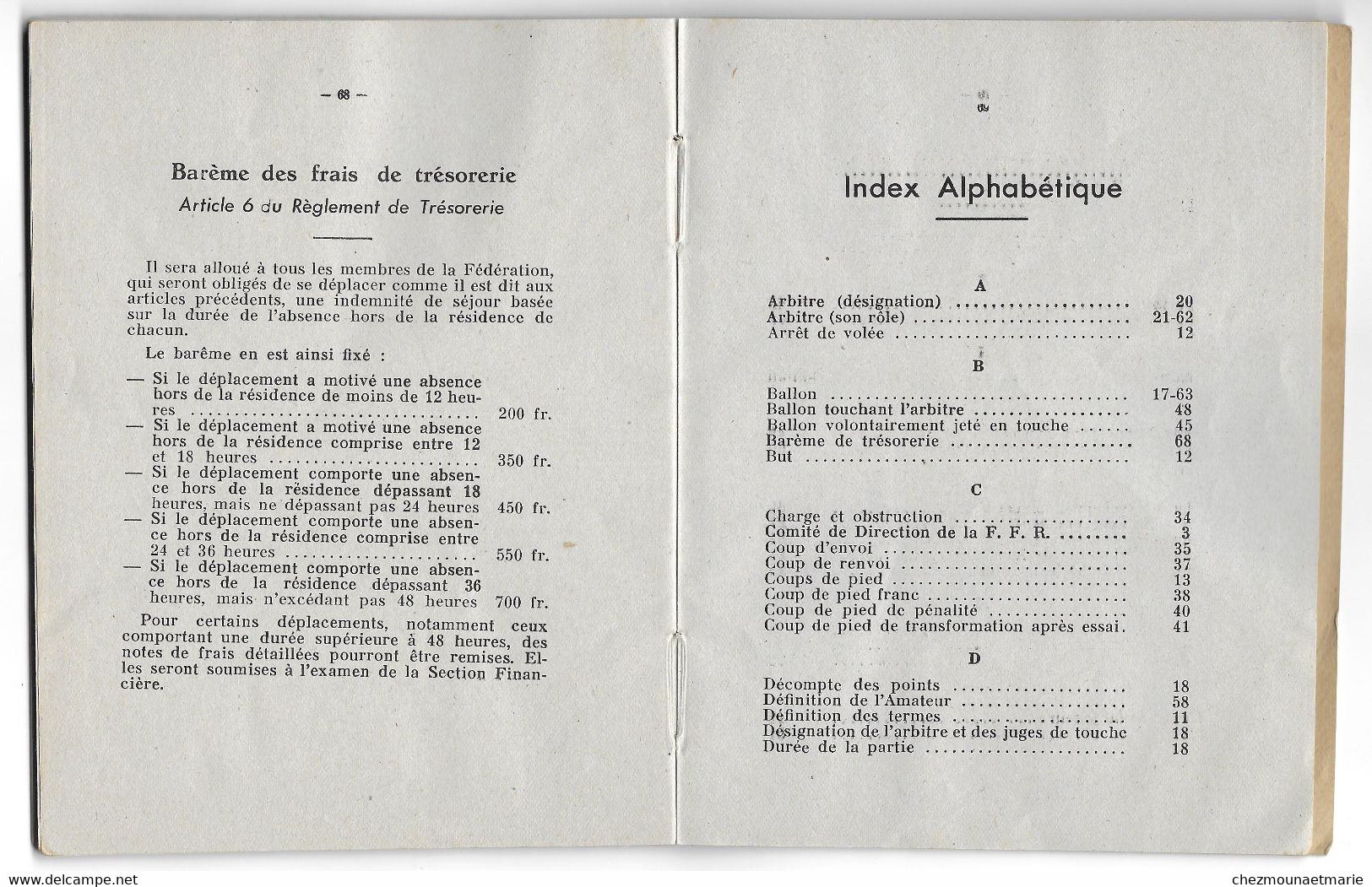 JANVIER 1946 - AIDE MEMOIRE DE L ARBITRE - RUGBY - LIVRET DE 71 PAGES - Sport