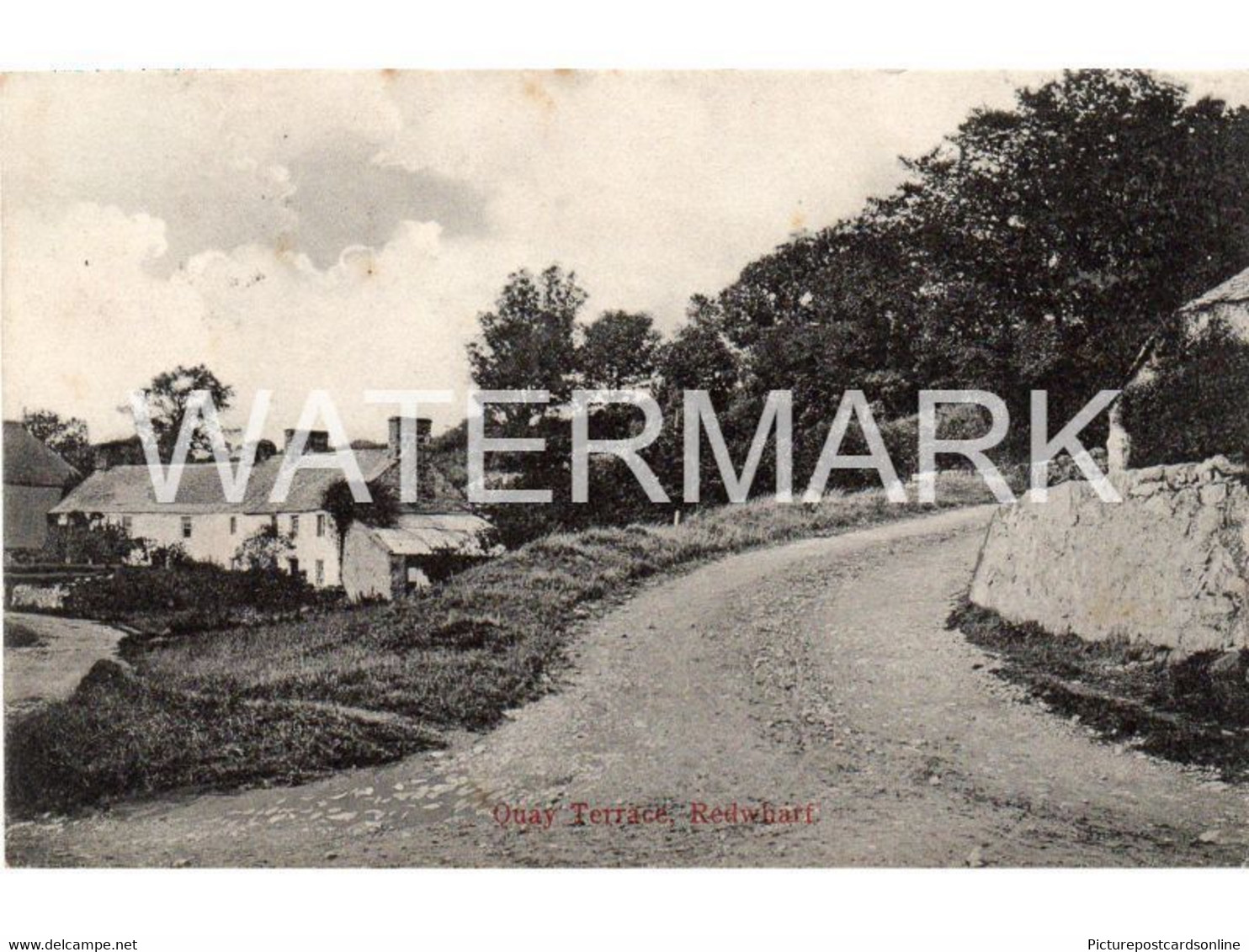 RED WHARF BAY QUAY TERRACE OLD B/W POSTCARD WALES REDWHARF ANGLESEY - Anglesey