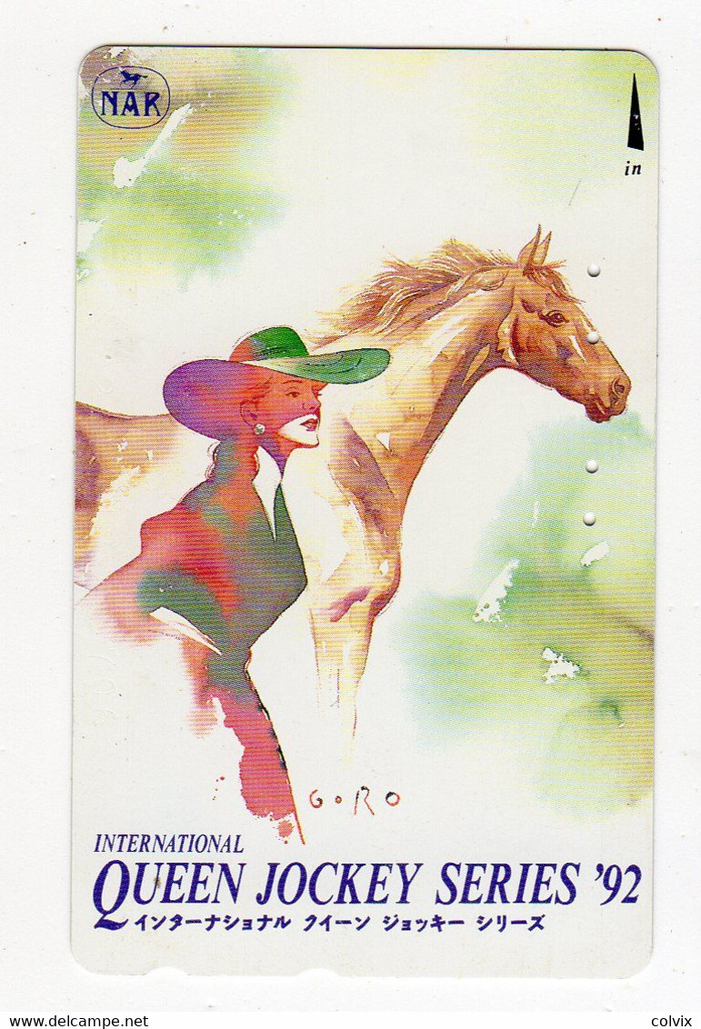 JAPON TELECARTE EQUITATION CHEVAUX COURSE INTERNATIONALE QUEEN JOCKEY SERIES 1992 - Pferde