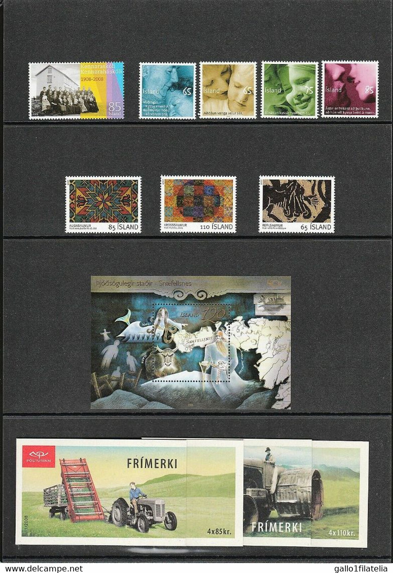 2008 - ISLANDA / ICELAND - ANNATA COMPLETA / COMPLETE YEAR. MNH - Komplette Jahrgänge