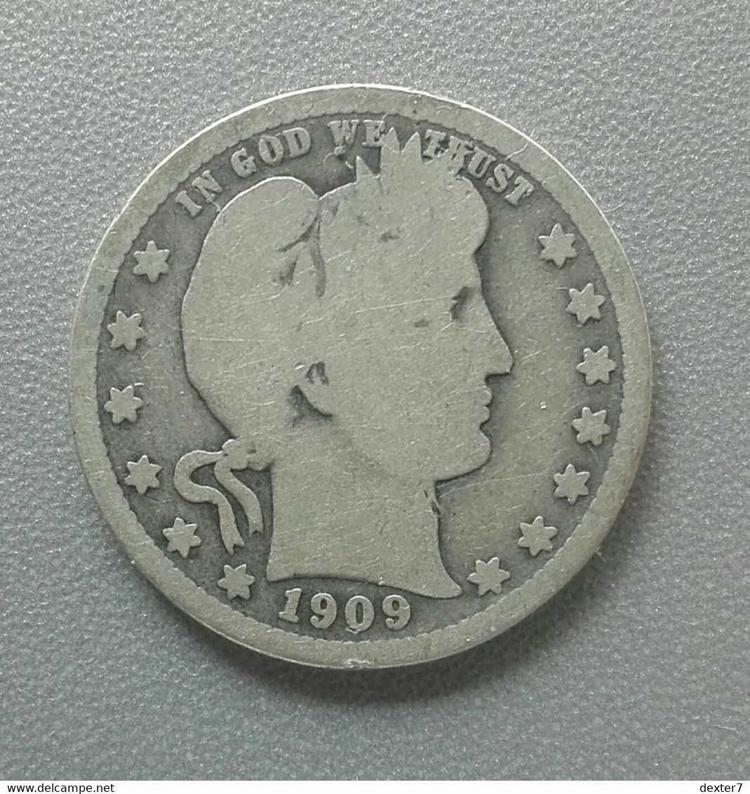 United States Quarter Dollar 1909 Barber Argento Silver - 1916-1947: Liberty Walking (Libertà Che Cammina)