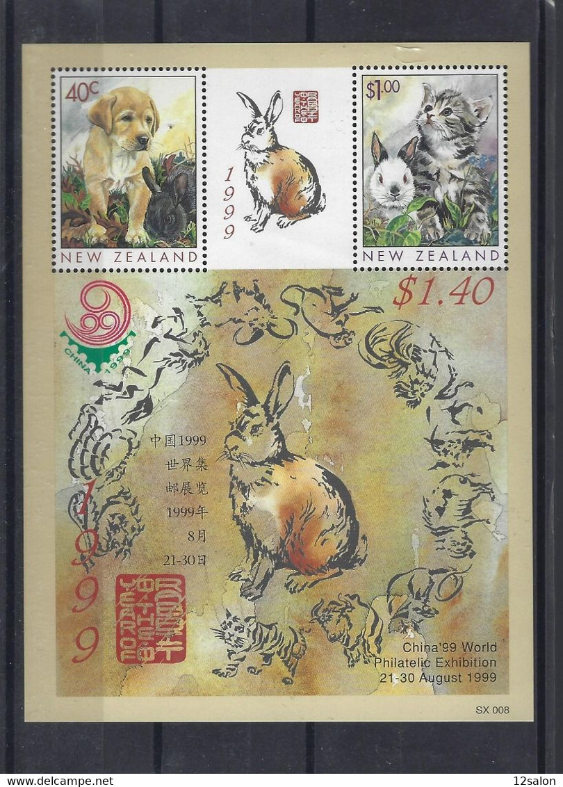 NEW ZEALAND  BLOC CHIEN CHAT - Unused Stamps
