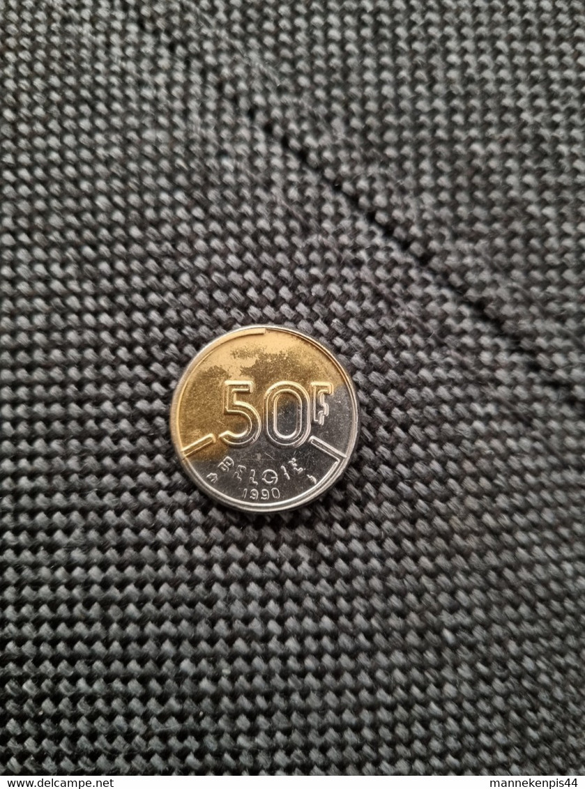 Pièce 50 Francs - Belge - Belgique - Pièce Fautée (frappe) - Unique - 1990 - Roi Baudouin Ier - 50 Francs