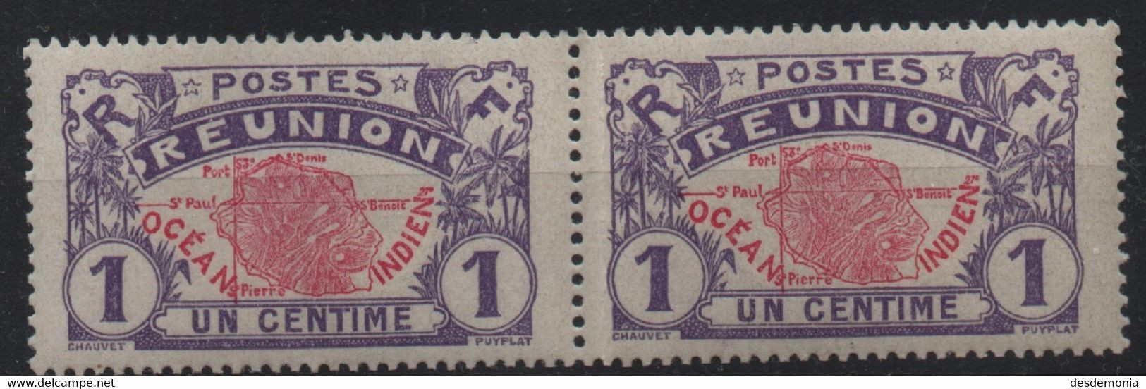 France Colonie Reunion Maury 56a (Yvert 56) ** Carte Ile De La Reunion Rose Foncé Avec Pli Accordeon Tàn - Altri & Non Classificati