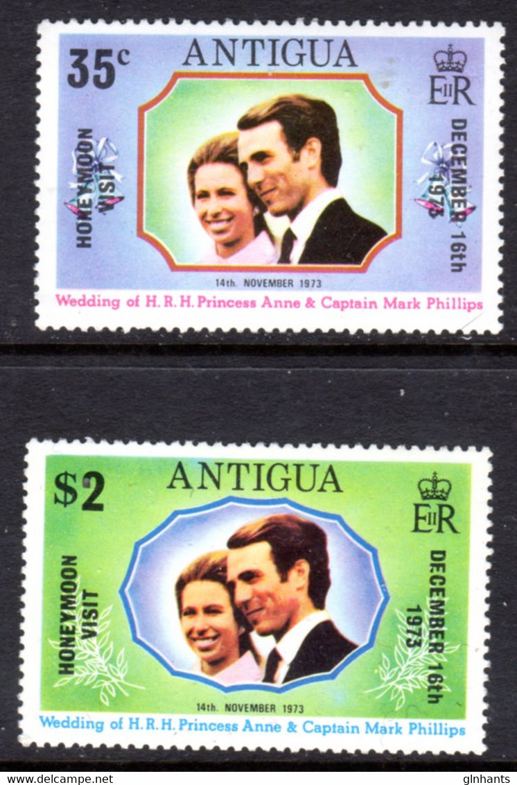 ANTIGUA - 1973 ROYAL HONEYMOON VISIT SET (2) FINE MNH ** SG 373-374 - 1960-1981 Ministerial Government