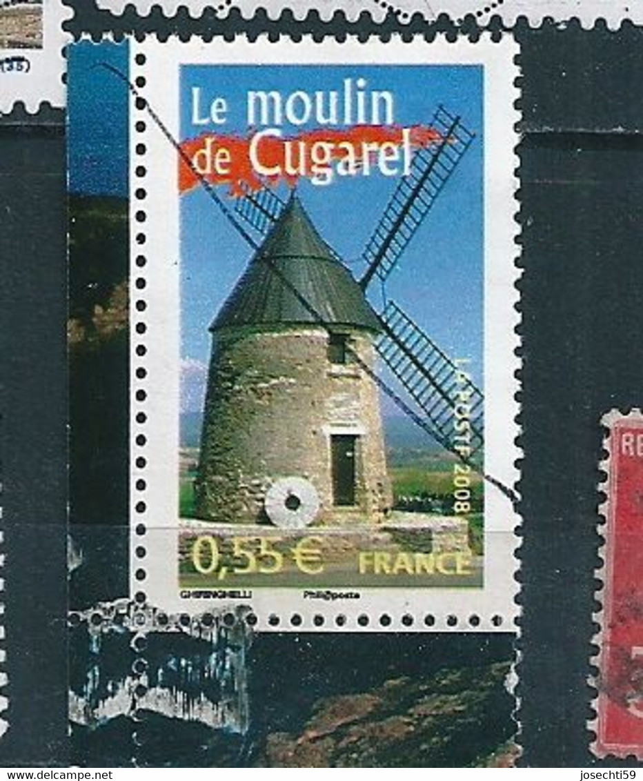 4162 La France à Voir : Le Moulin De Cugarel Trace D’essuyage   Timbre  France Oblitéré 2008 - Usados