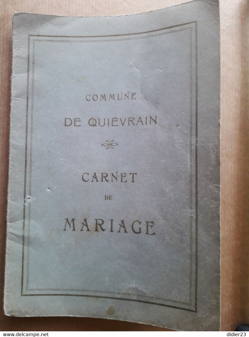 QUIEVRAIN  CARNET DE MARIAGE 1927 - Quiévrain