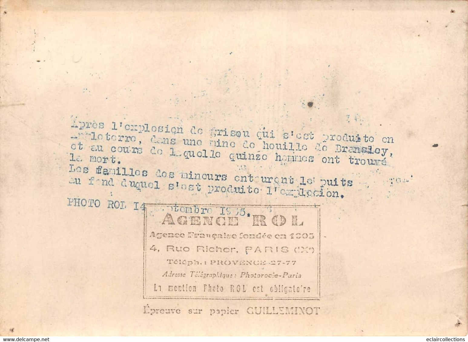 Photographie: Mine   Angleterre Bransley  Explosion De Grisou 1935     (voir Scan Et Commentaires) - Orte