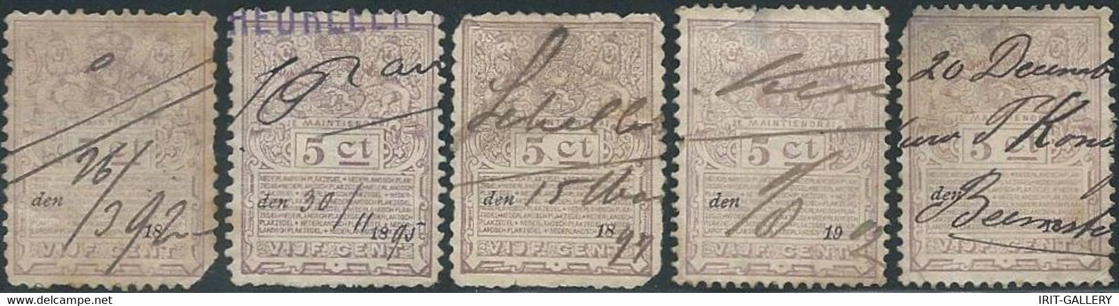 Paesi Bassi-HOLLAND-NETHERLANDS,1892-1895-1897-1902 Revenue Stamps Fiscal Tax, JE Maintiendrai ,Used - Revenue Stamps