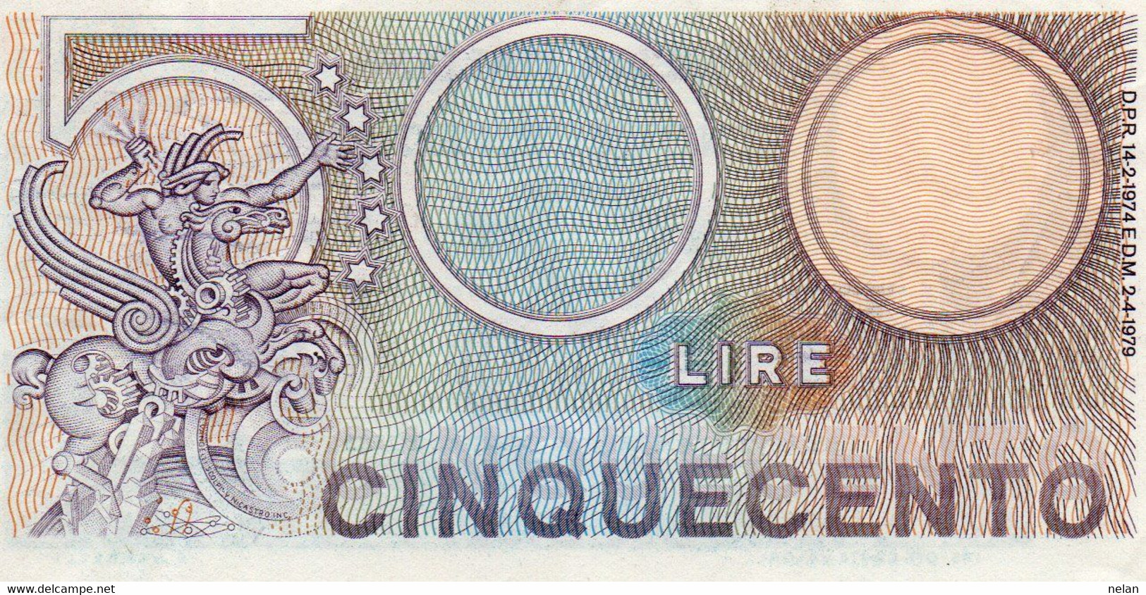 ITALIA 500 LIRE 1979 P-94a2  Xf+ - 500 Liras