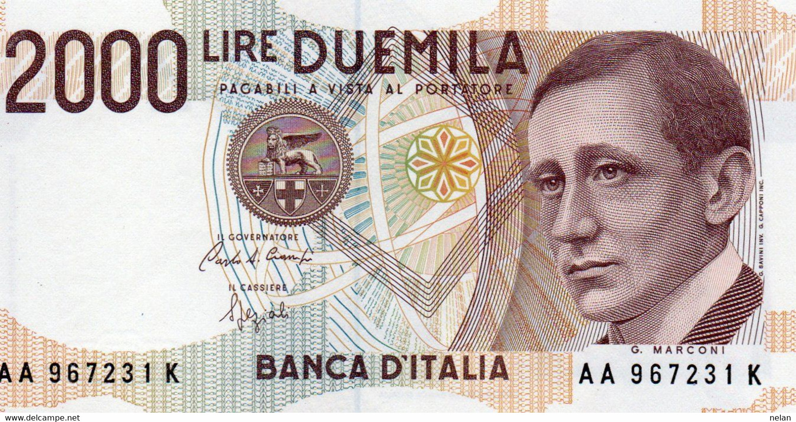 ITALIA 2000 LIRE 1990  P-115a1  UNC  SERIE AA - 2.000 Lire