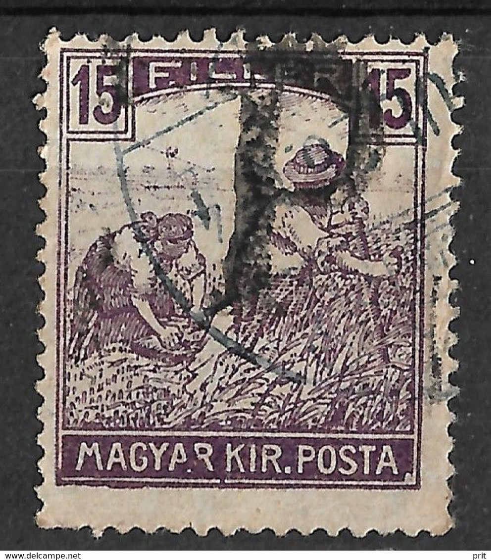 Hungary 1918/1919 15F Handstamped Porto/Official Stamp. Used. /// Base-stamp 1916 Mi195/Sc114. - Servizio