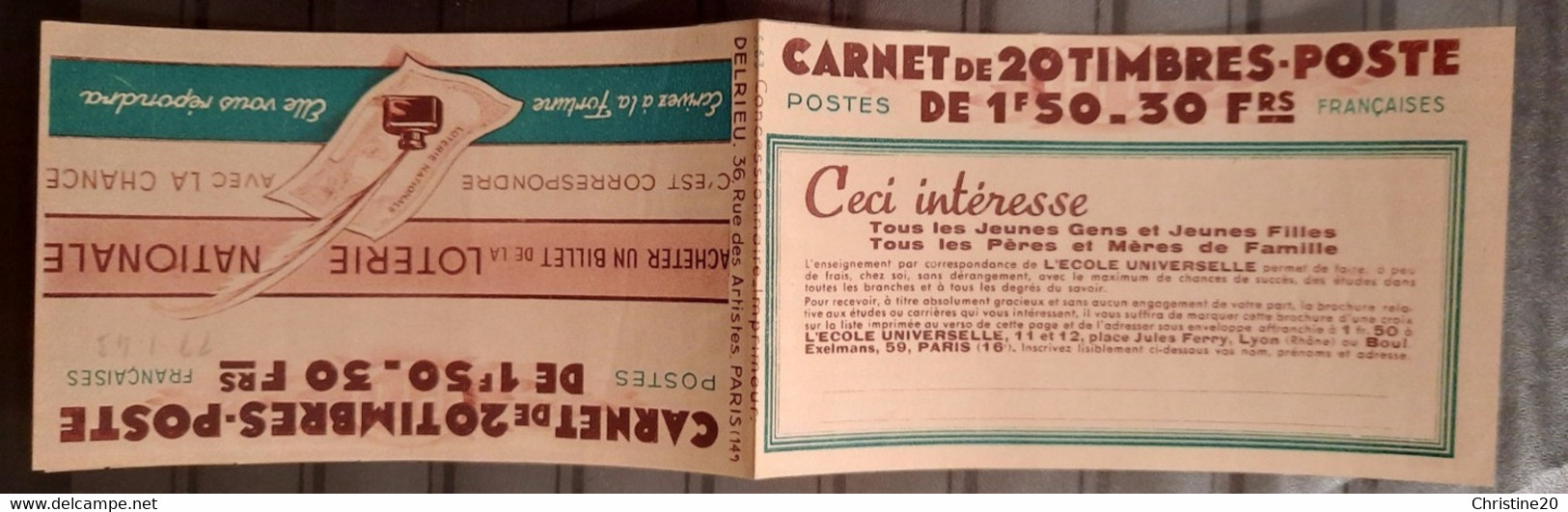 France 1940-41 Carnet De 20  N°517 ** TB - Ungebraucht
