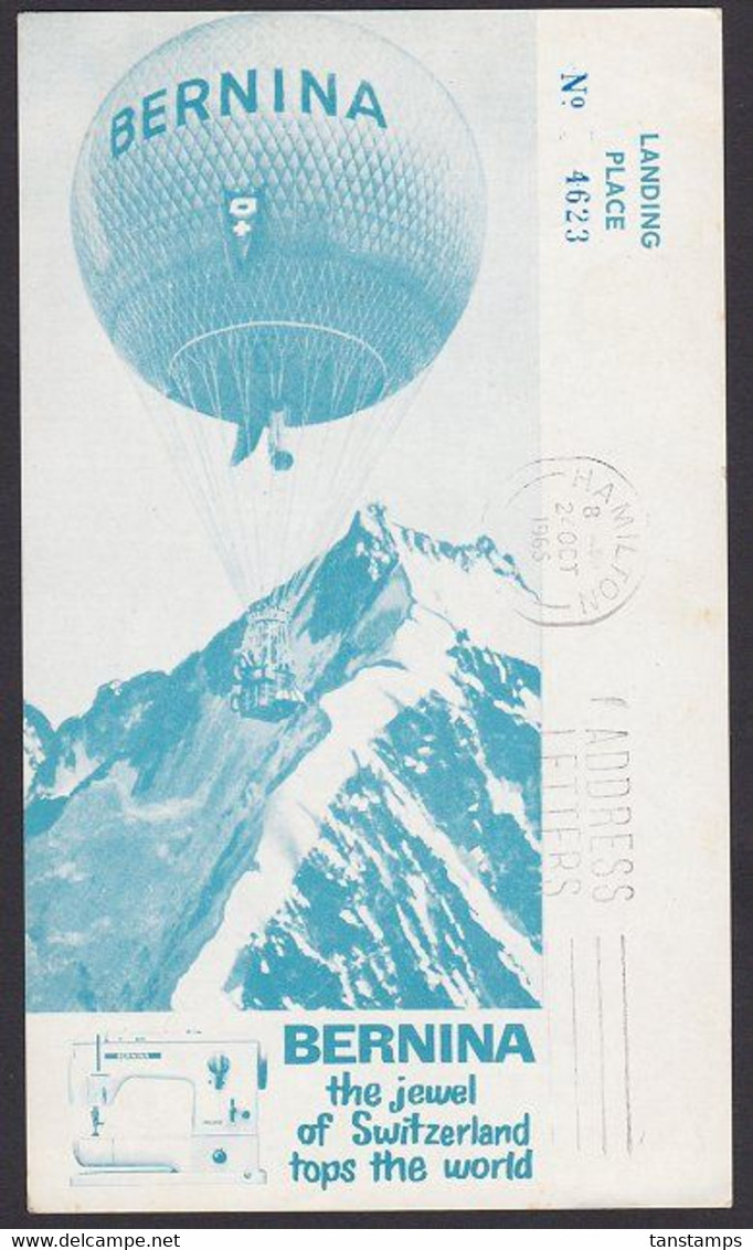 NEW ZEALAND 1965 BERNINA BALLOON POST - Corréo Aéreo