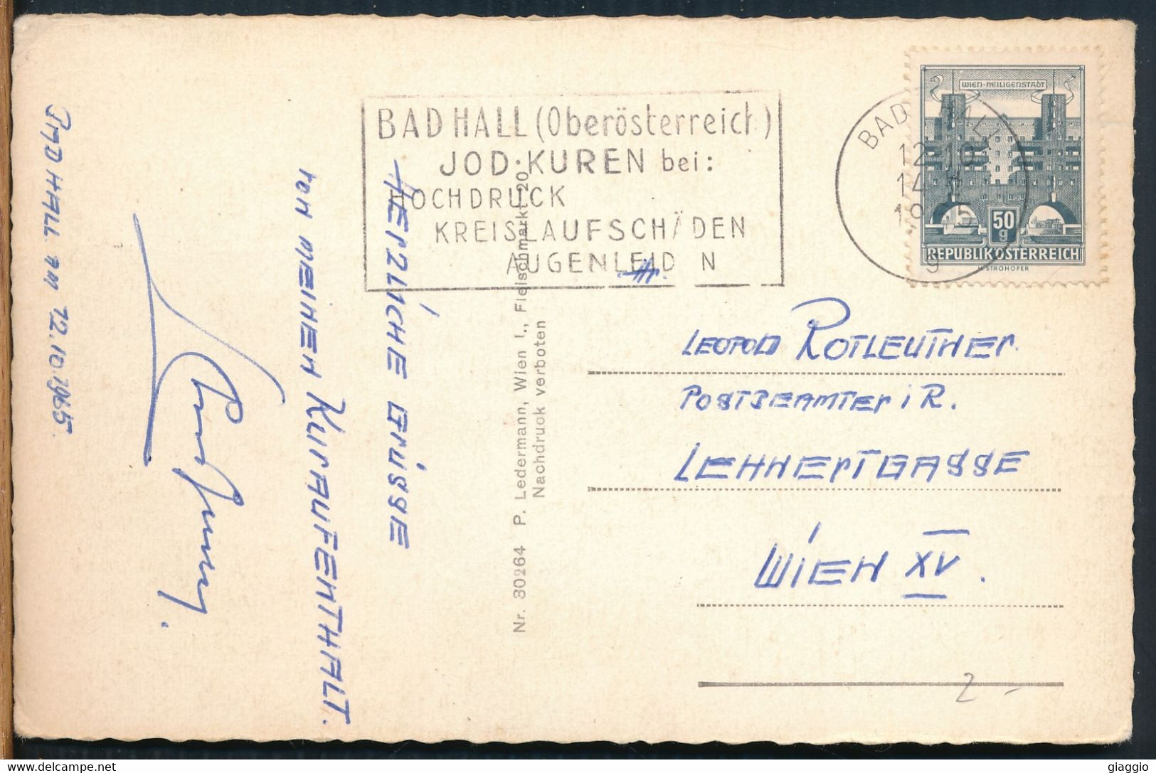 °°° 25907 - AUSTRIA - KURORT BAD HALL - 1965 With Stamps °°° - Bad Hall
