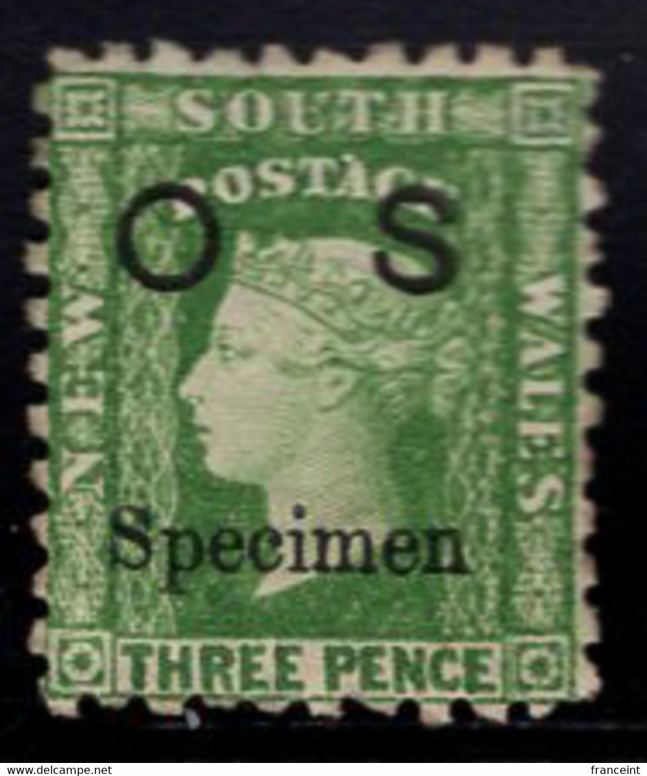 New South Wales (1861) 3p Victoria Official Overprinted SPECIMEN. Scott No O14. - Ongebruikt