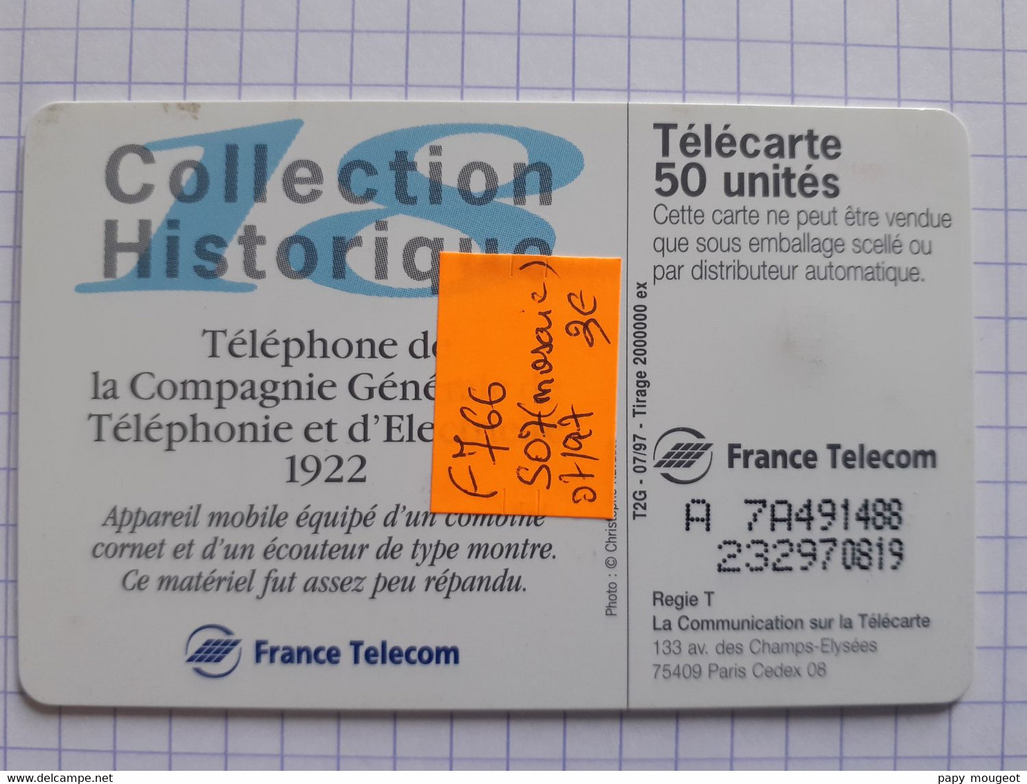F766 C.G.T.E (18) 50U S07 (Mosaic) 07/97 - Téléphones