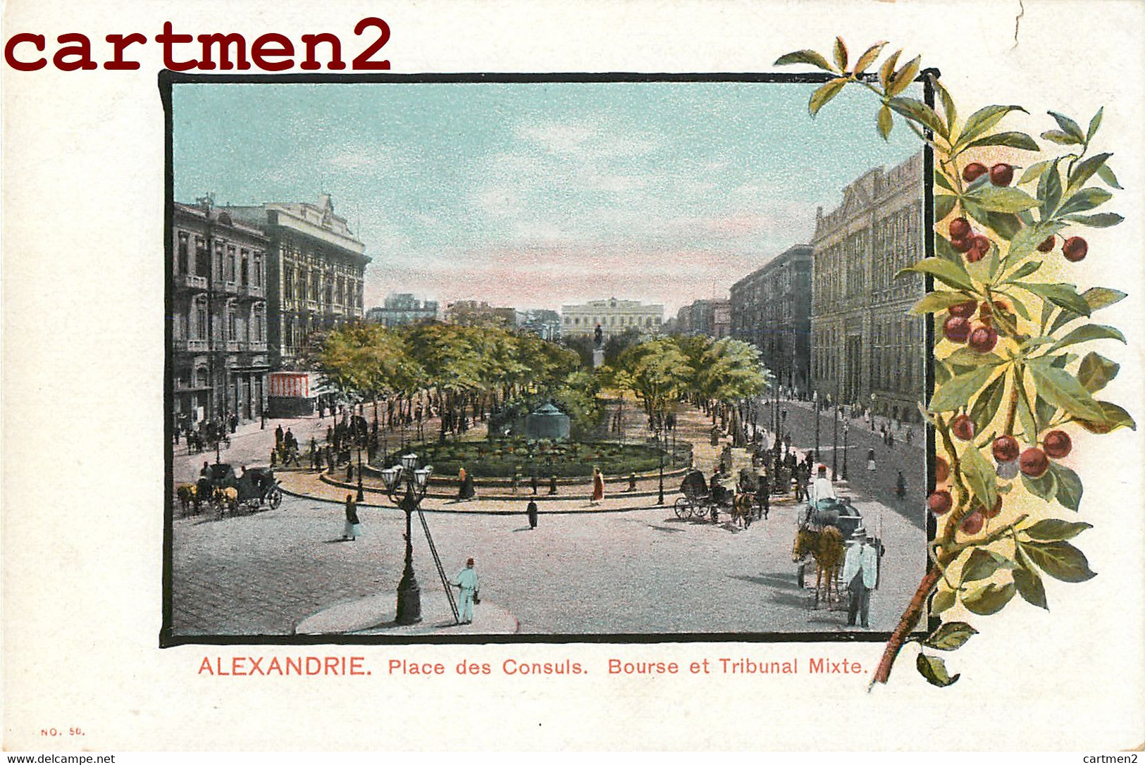 EGYPTE ALEXANDRIE ALEXANDRIA PLACE DES CONSULS BOURSE ET TRIBUNAL MIXTE EGYPT 1900 - Alexandrie