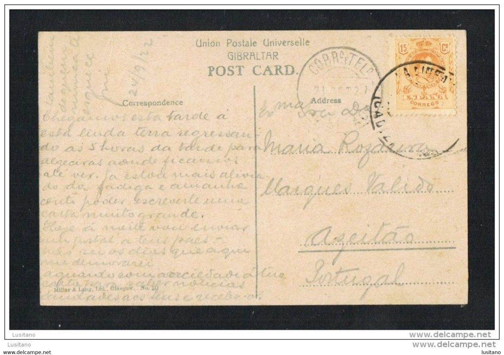 GIBRALTAR - Rosia Bay - Used Stamp 1922 Sent To Azeitao Portugal ( 2 Scans ) - Gibilterra