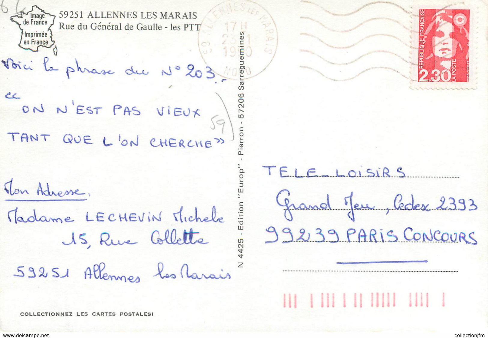 / CPSM FRANCE 59 "Allennes Les Marais, Rue Du Général De Gaulle" - Bouchain