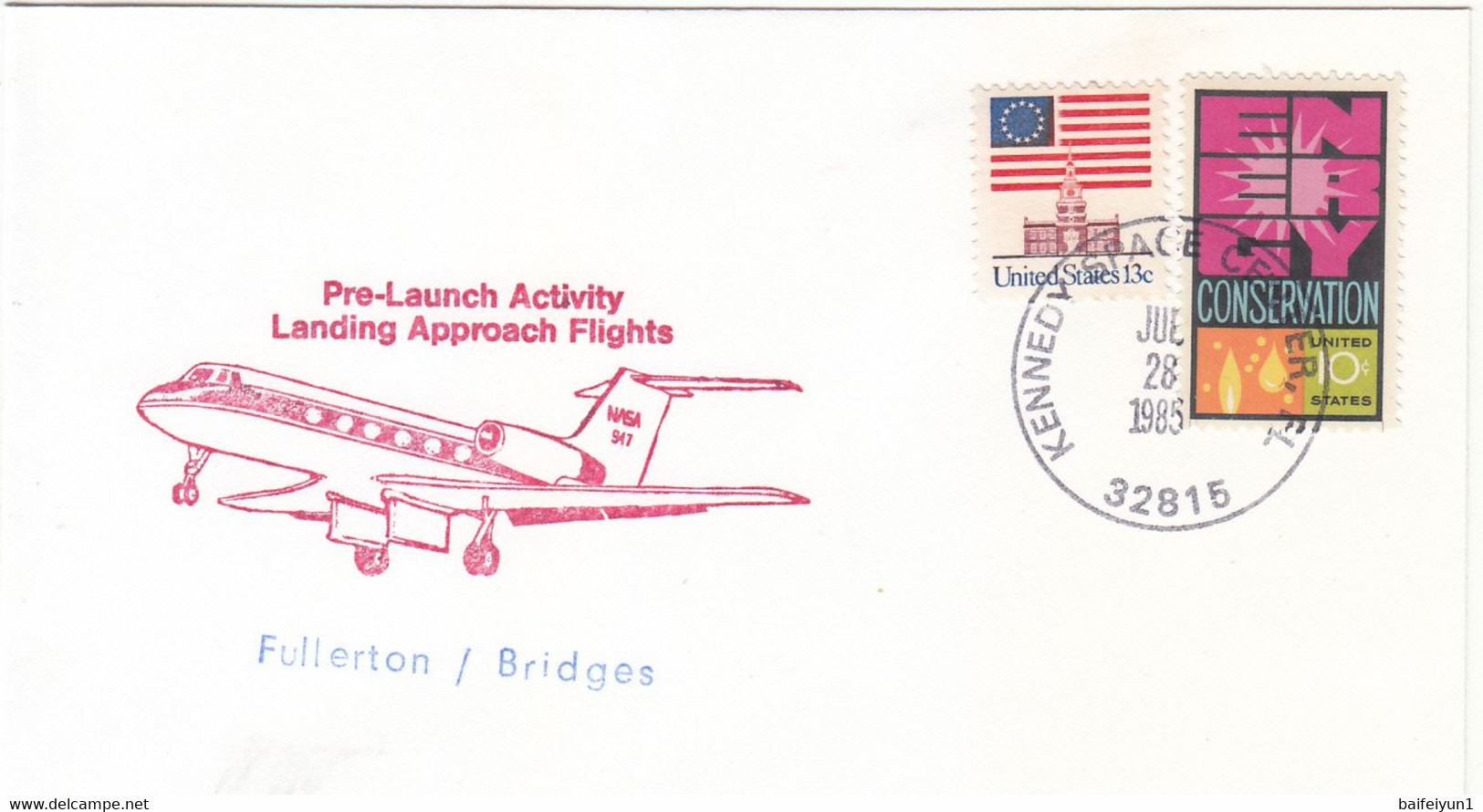 1985 USA  Space Shuttle Discovery STS-51G Mission And Landing Approach Flight  Commemorative Cover - North  America