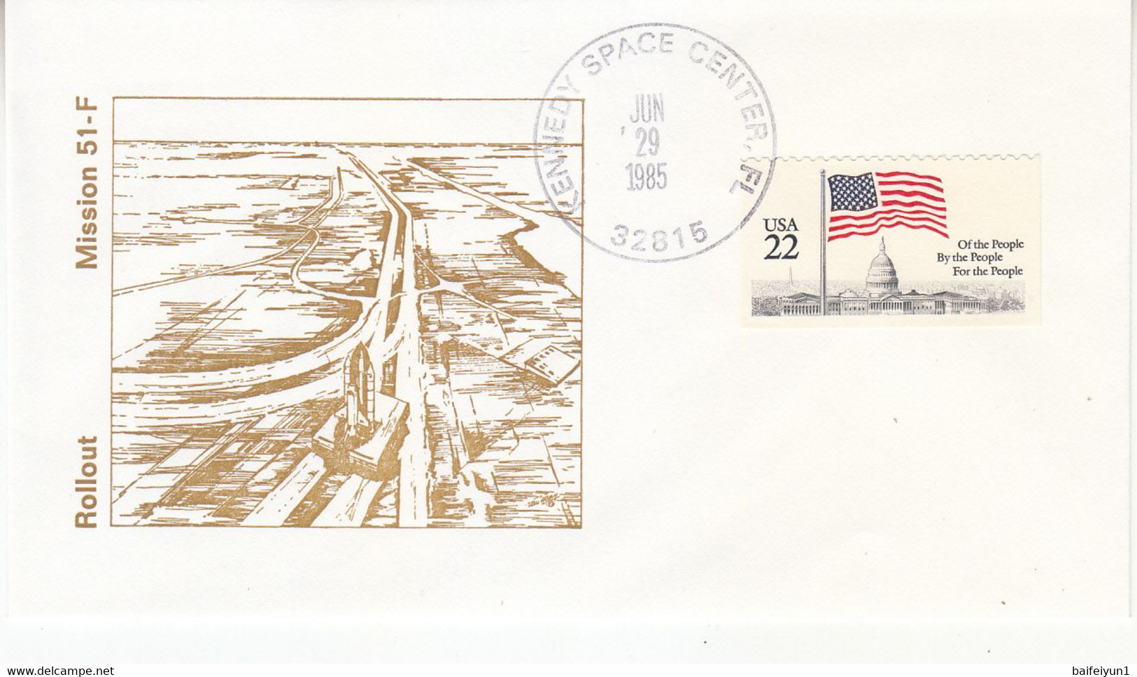 1985 USA  Space Shuttle Challenger STS-51F Mission And Rollout Commemorative Cover - North  America