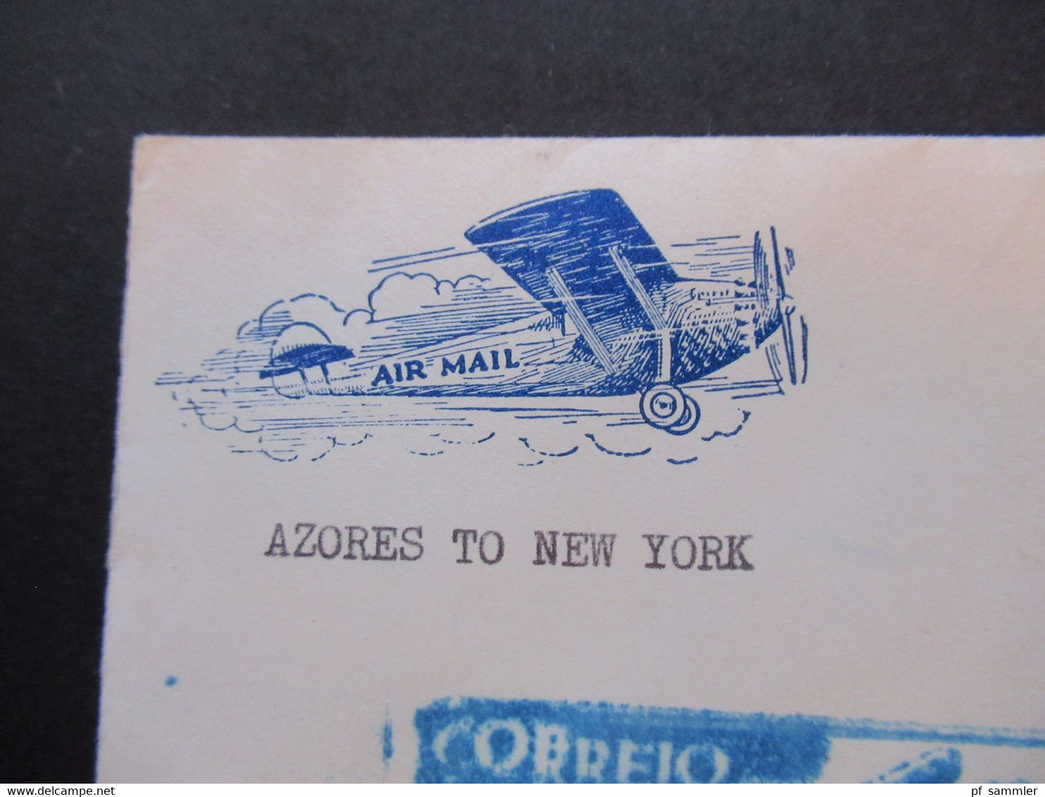 Portugal 1936 / 39 Erstflug Correio Aero 1e Expedicao Azores To New York Flugpostmarken Nr. 591 / 592 Flugzeugpropeller - Cartas & Documentos