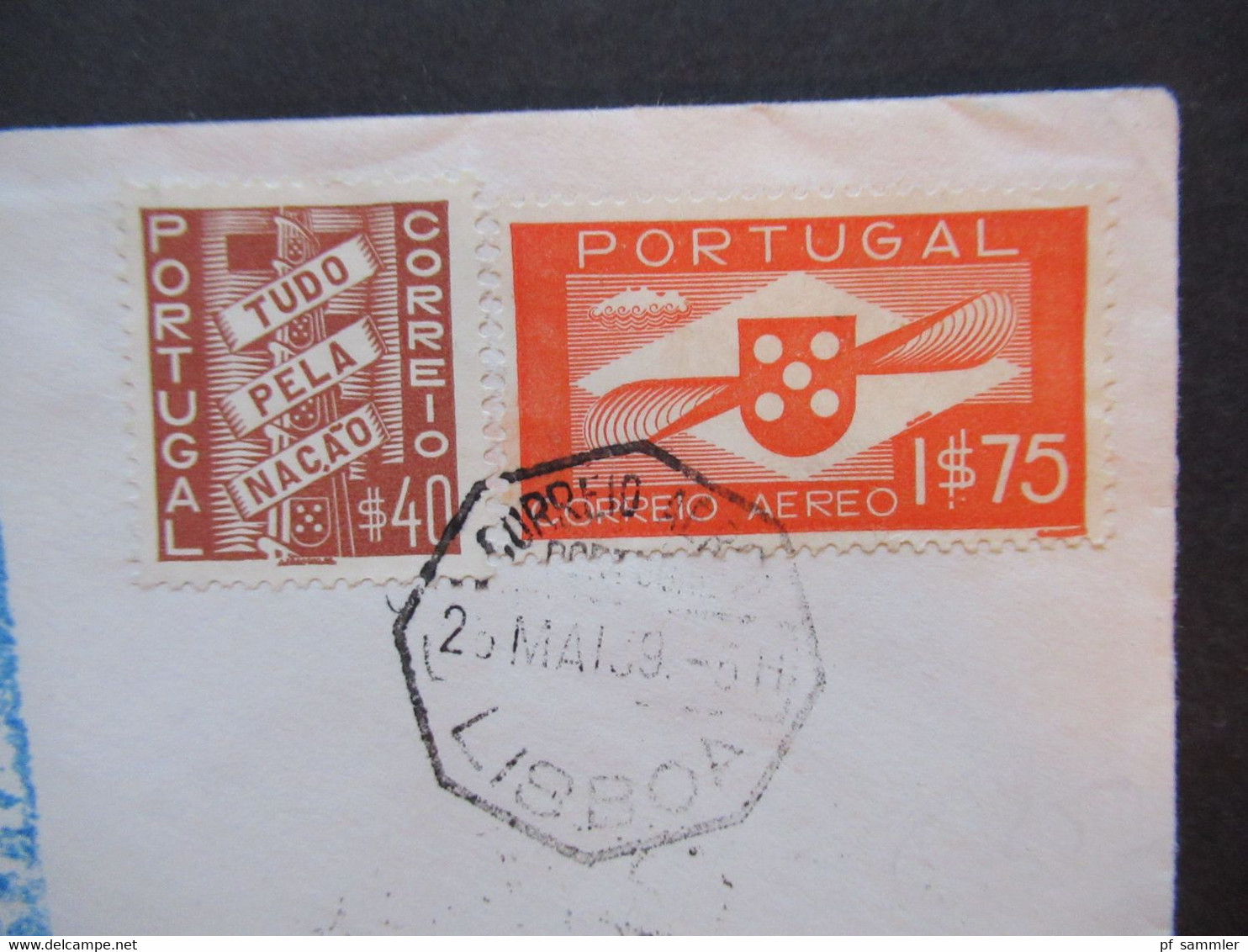 Portugal 1936 / 39 Erstflug Correio Aero 1e Expedicao Lisbon To Azores To New York Flugpostmarken Nr. 592 MiF - Brieven En Documenten