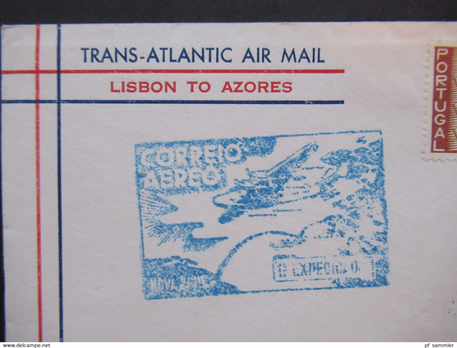 Portugal 1936 / 39 Erstflug Correio Aero 1e Expedicao Lisbon To Azores To New York Flugpostmarken Nr. 592 MiF - Brieven En Documenten