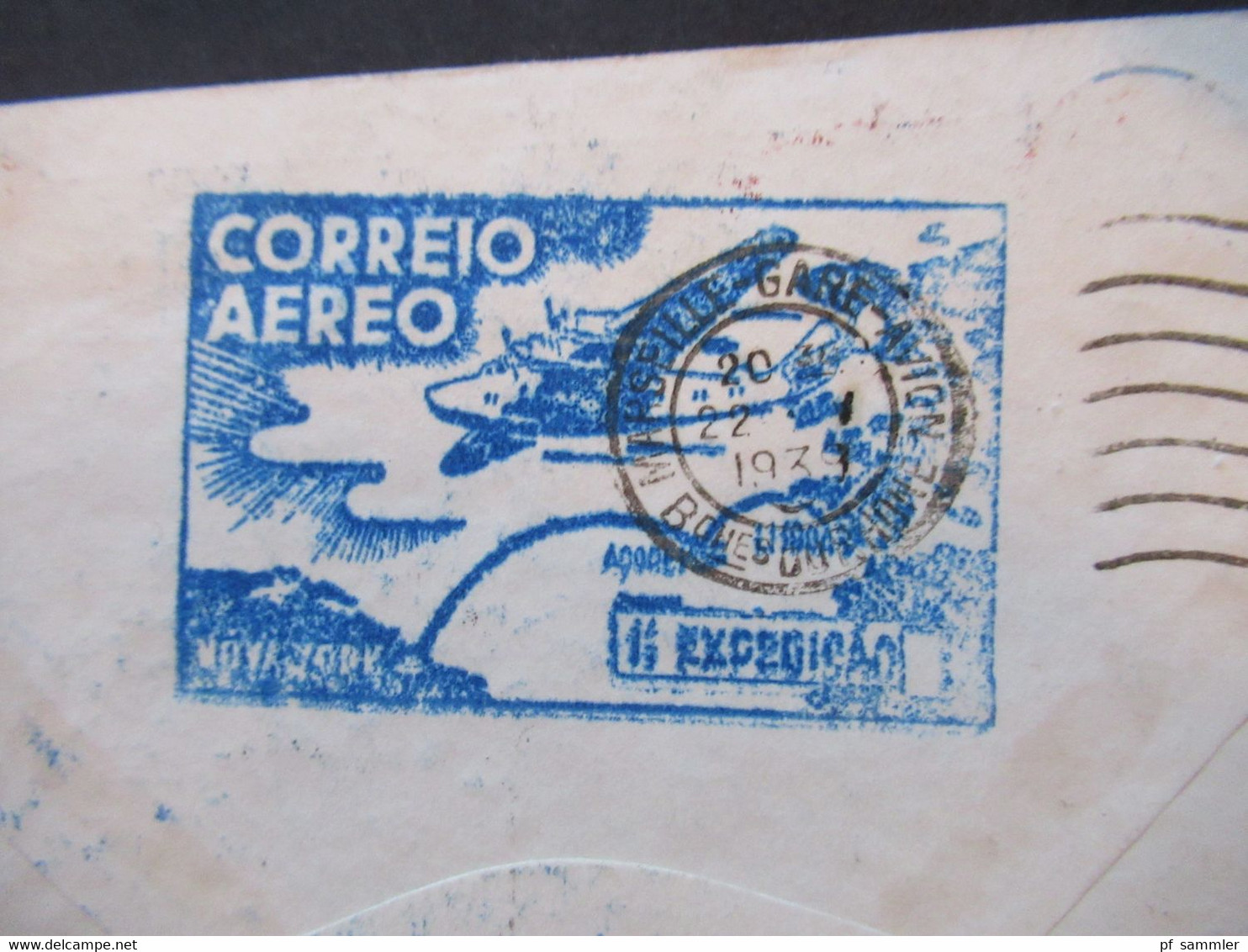 Portugal 1936 / 39 Erstflug Correio Aero 1e Expedicao Lisbon To Marseilles To Salisbury Md. Flugpostmarken Nr. 592 MeF - Storia Postale