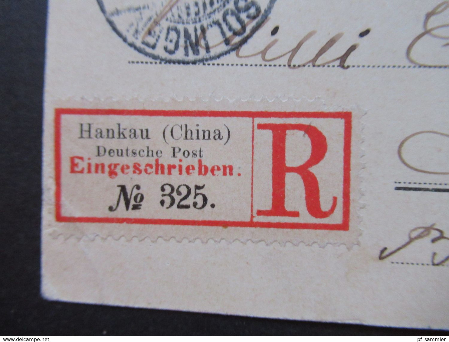 1904 Kolonie Deutsche Post in China AK Iltis Denkmal Shanghai Einschreiben Hankau (China) deutsche Post eingeschrieben