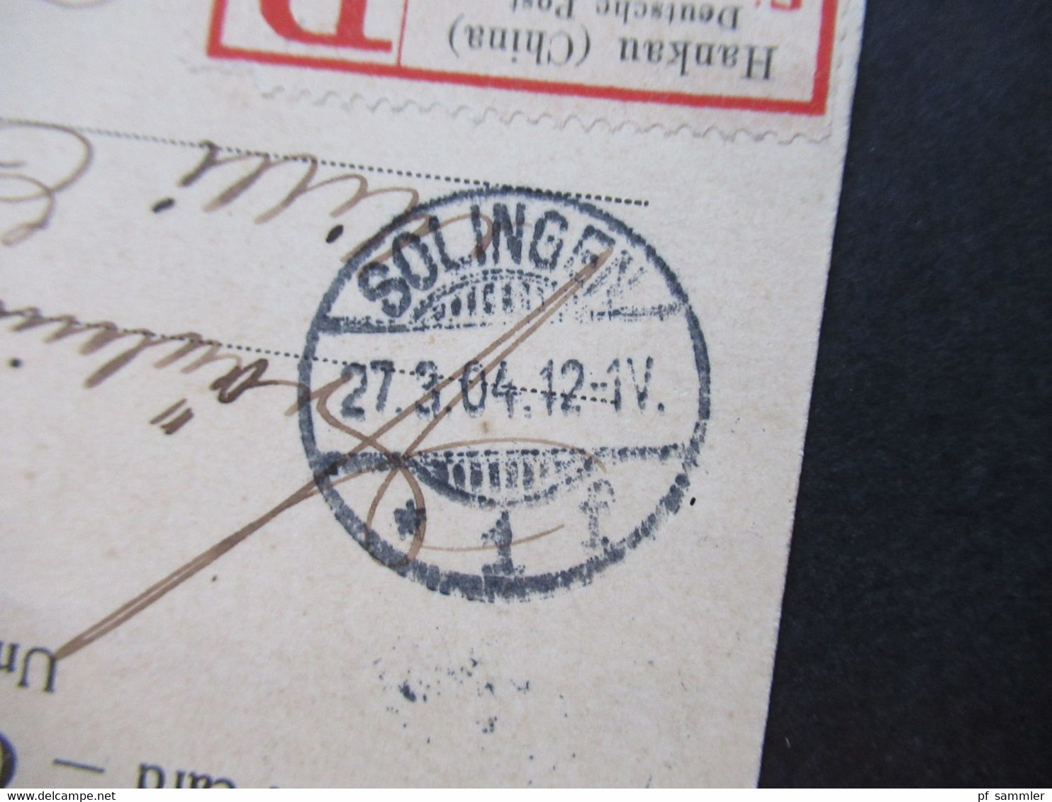 1904 Kolonie Deutsche Post in China AK Iltis Denkmal Shanghai Einschreiben Hankau (China) deutsche Post eingeschrieben