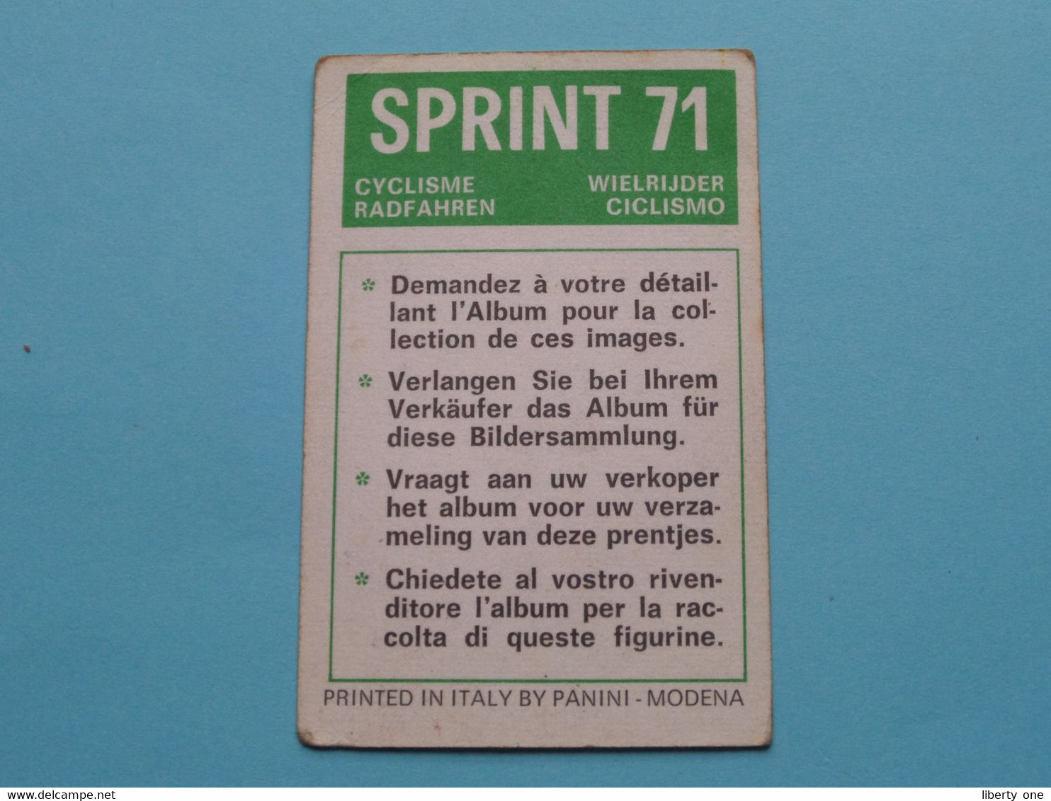 FRANS BRANDS België ( Sprint 71 >  Nr. 24 ) - Figurine PANINI Modena ( 2 Scans ) ! - Cyclisme