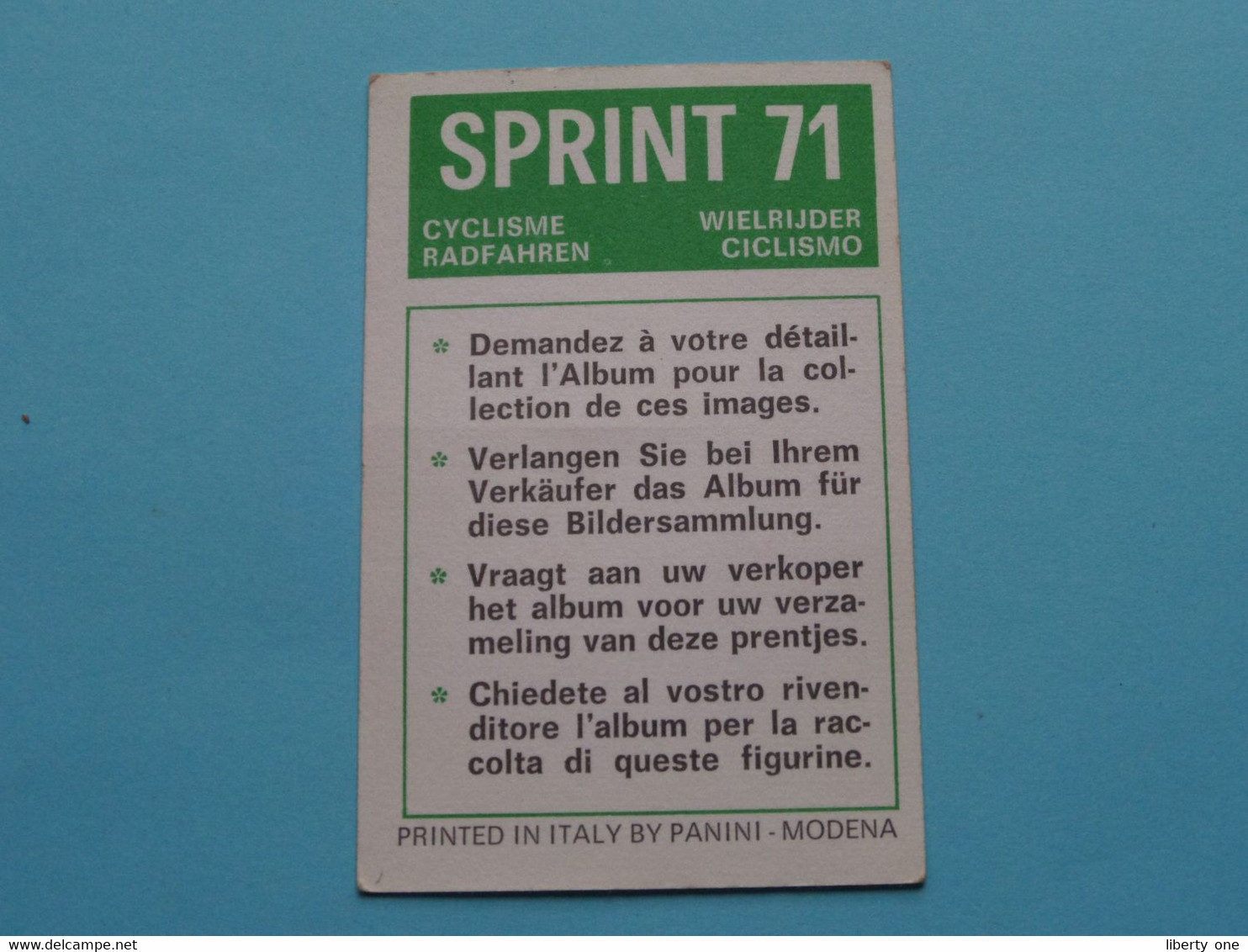 GEORGES VANDENBERGHE België ( Sprint 71 >  Nr. 23 ) - Figurine PANINI Modena ( 2 Scans ) ! - Cyclisme