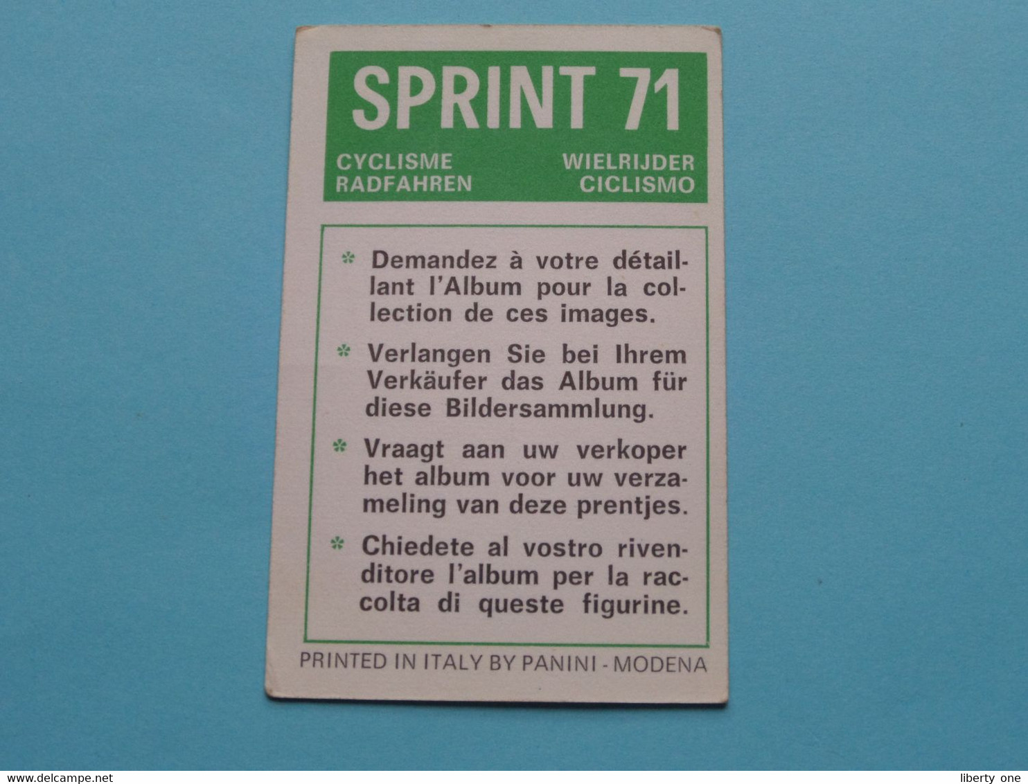 THEO VERSCHUEREN België ( Sprint 71 >  Nr. 20 ) - Figurine PANINI Modena ( 2 Scans ) ! - Cyclisme