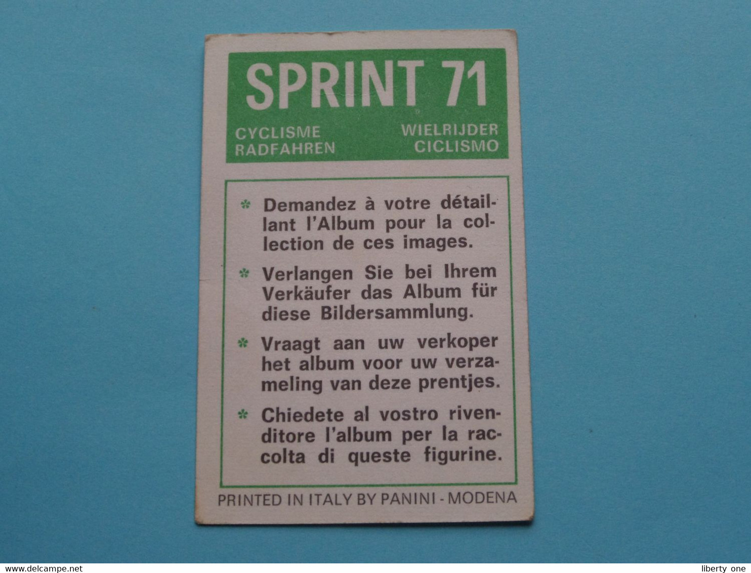 GUIDO REYBROUCK België ( Sprint 71 >  Nr. 7 ) - Figurine PANINI Modena ( 2 Scans ) ! - Cyclisme