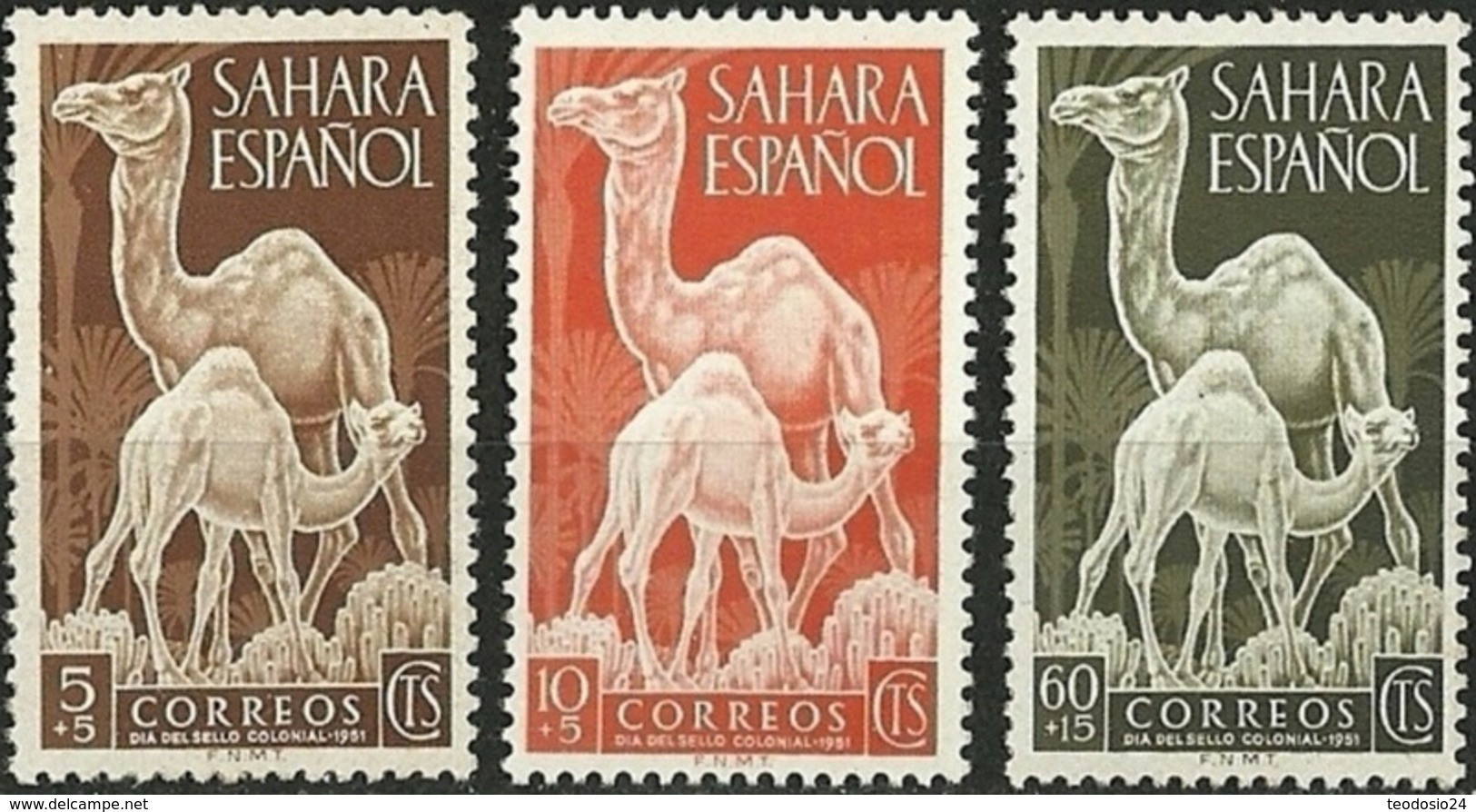 ESPAÑA COLONIAS AFRICA SAHARA AÑO 1951 EDIFIL 91 A 93 ** MNH - Sahara Espagnol