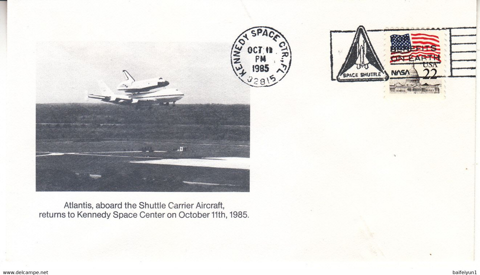 1985 USA  Space Shuttle Atlantis STS-51J Mission And Aborad The Shuttle Carrier Aircraft Commemorative Cover - América Del Norte