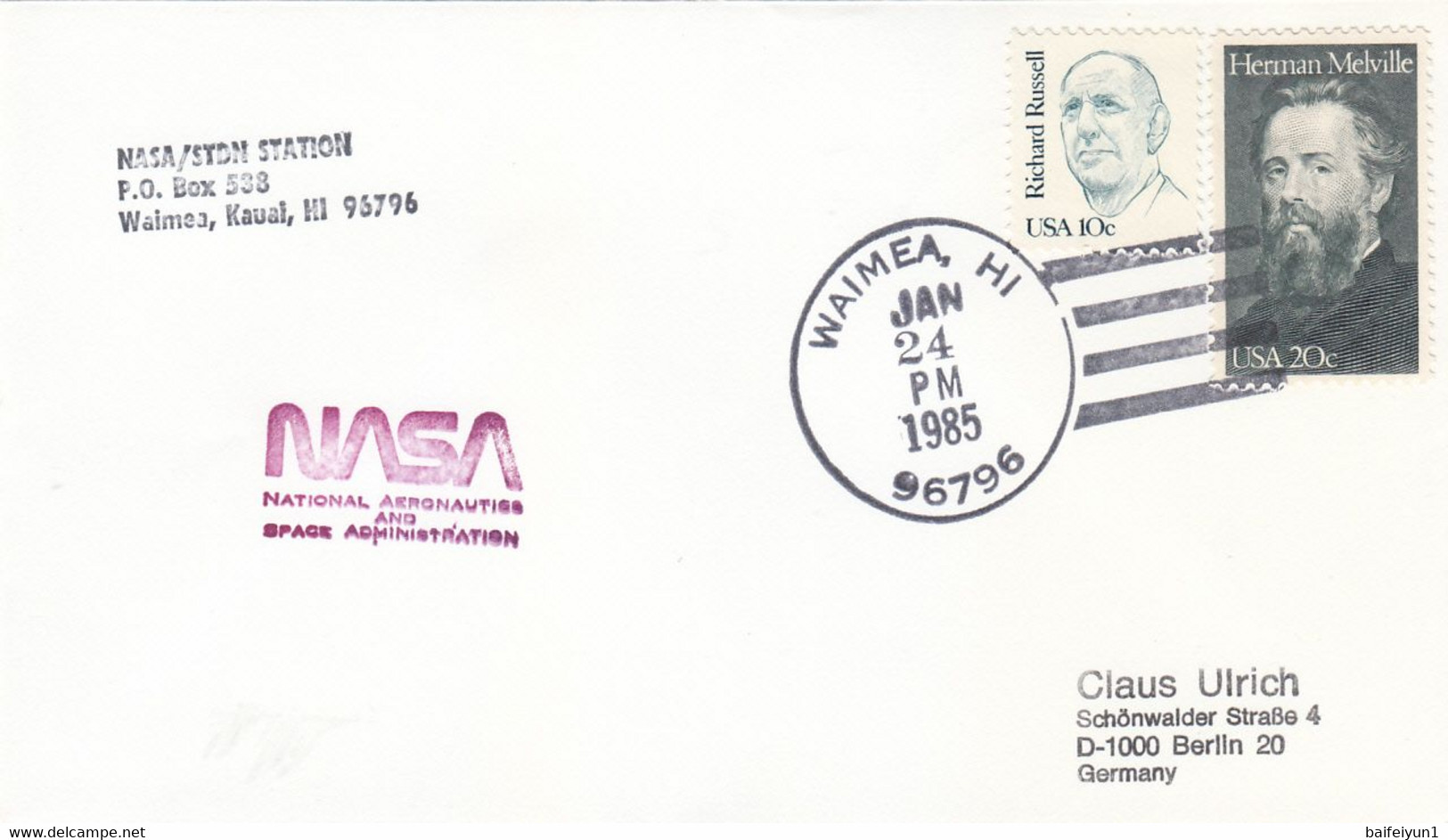 1985 USA  Space Shuttle Discovery STS-51C Mission And Antigua NASA/STDN Station Commemorative Cover - North  America