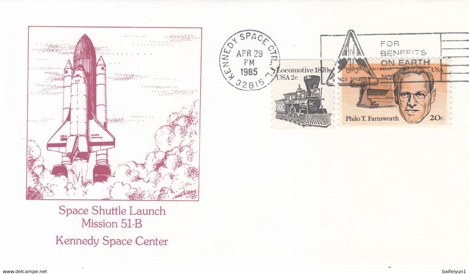 1985 USA  Space Shuttle Challenger STS-51B Mission And Launch Commemorative Cover - North  America