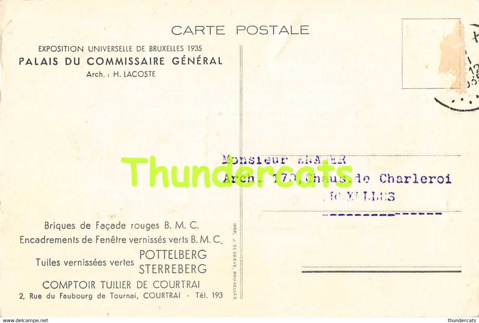 CPA  EXPOSITION UNIVERSELLE DE BRUXELLES 1935 PALAIS DU COMMISSAIRE GENERAL ARCHITECT LACOSTE - Expositions Universelles