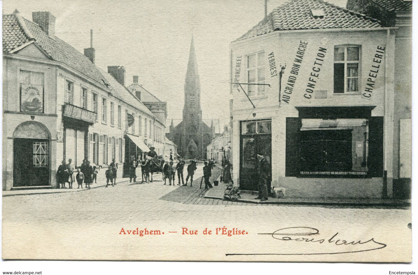 CPA - Carte Postale - Belgique - Avelghem - Rue De L'Eglise - 1904 (AT16437) - Avelgem