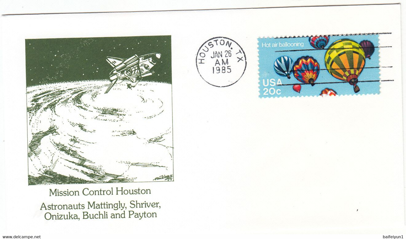 1985 USA  Space Shuttle Discovery STS-51C Mission And Mission Control Houston Commemorative Cover - North  America