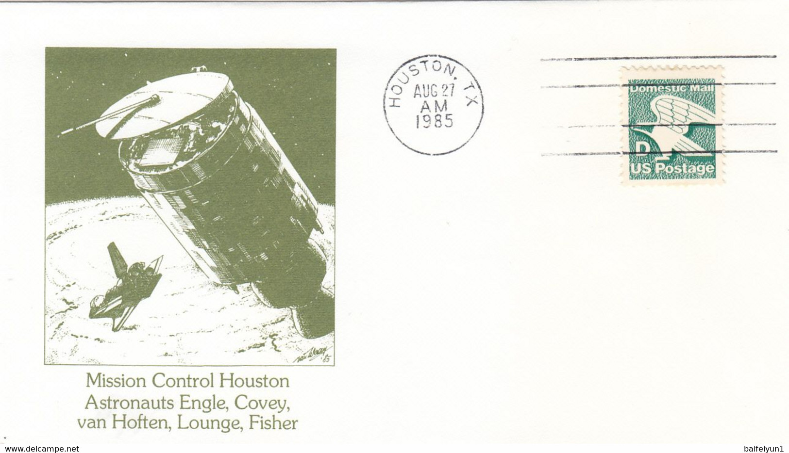 1985 USA  Space Shuttle DISCOVERY STS-51I Mission And Mission Control Houston  Commemorative Cover - North  America